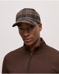 Trenery - Leo Wool Blend Check Monogram Cap in Coffee Bean