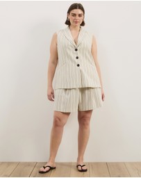 Atmos&Here Curvy - Dune Stripe Tailored Shorts