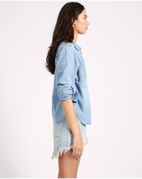 ONE TEASPOON - Nixie Classic Fit Denim Shirt - Fleetwood Blue