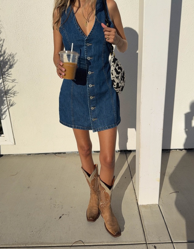 Beginning Boutique - Isla Dark Wash Denim Mini Dress