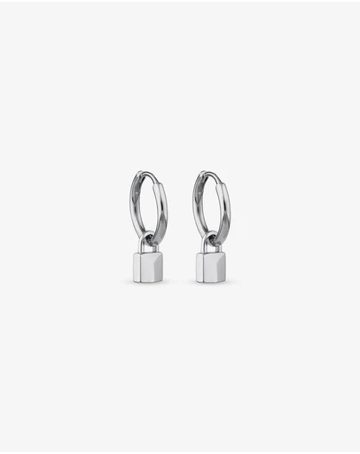 Michael Hill - Signature Lock Hoop Huggie Earrings in Sterling Silver