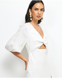 AERE - Idalia Twist Front Linen Midi Dress