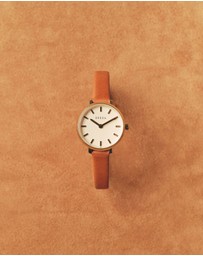 Breda - Beverly Gold and Brown Leather Band Watch, 25MM