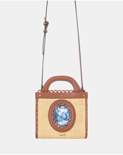 Camilla - Raffia Mini Tote With Leather Trims