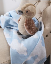 Living Textiles - Pram Knitted Blanket - Cloud Whisper / Blue