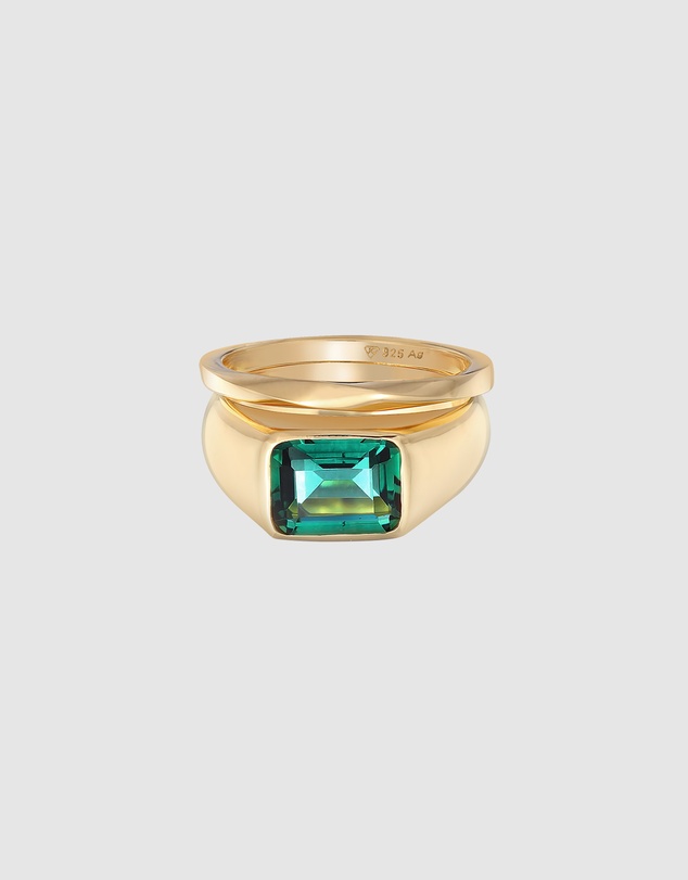 Elli Jewelry - Quartz Ring Set in Gold-Plated 925 Silver