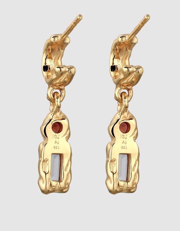 Elli Jewelry - Elli Jewelry Garnet and Topaz Drop Stud Earrings in Gold-Plated 925 Silver