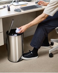 Joseph Joseph - Arc™ 10-Litre Slimline Pedal Bin with Liner Pocket - Stainless Steel
