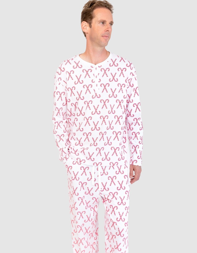 Sant And Abel - Men's Candy Cane Henley Top