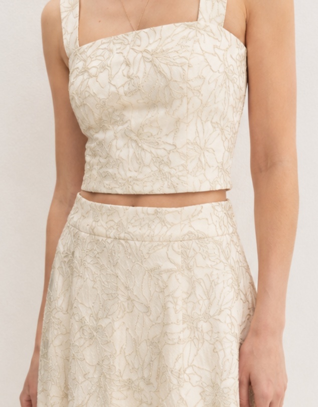 Emme | Max Mara Group - Ivory Floral Jacquard Top & Skirt Set
