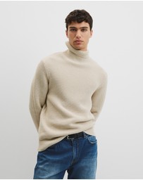 Country Road - Australian Good Earth Cotton Wool Blend Textured Roll Neck Knit