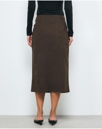 AERE - Anders Suede Look Midi Wrap Skirt