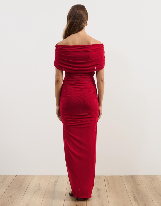 Atmos&Here - Bonnie Off Shoulder Mesh Maxi Dress