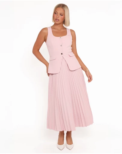 Petal & Pup - Liliana Pleated Midi Skirt - Pink