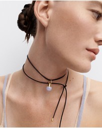 PDPAOLA - Blue Lace Agate Riviera Pendant Leather Necklace