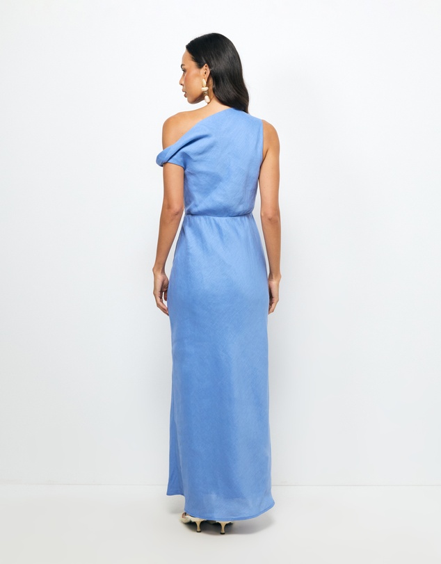 AERE - Fia Linen Draped Off Shoulder Maxi Dress