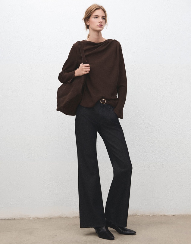M.N.G - Draped Boat-Neck Blouse