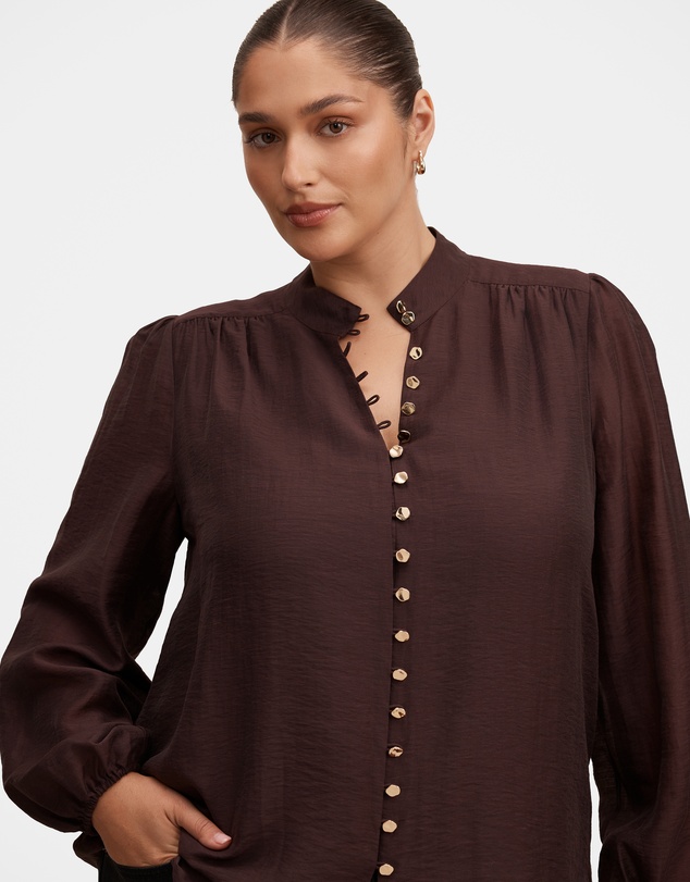 Forever New Curve - Amelia Curve Printed Button Down Blouse