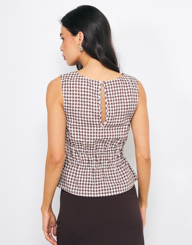 AERE - Romy Linen Gingham Top