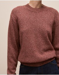 Trenery - Wool Cashmere Sparkle Crew in Red Mahogany