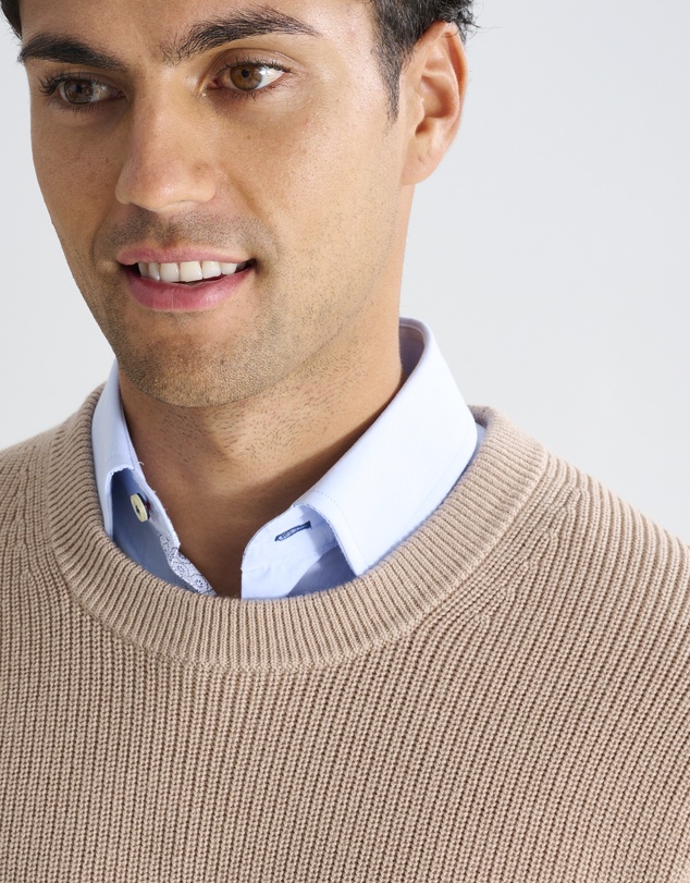 3 Wise Men - 3 Wise Men Drake Crew Neck Wool Blend Knit - Squirrel Brown