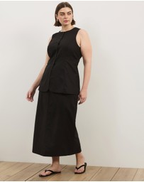 Atmos&Here Curvy - Heidi Linen Blend Midi Skirt
