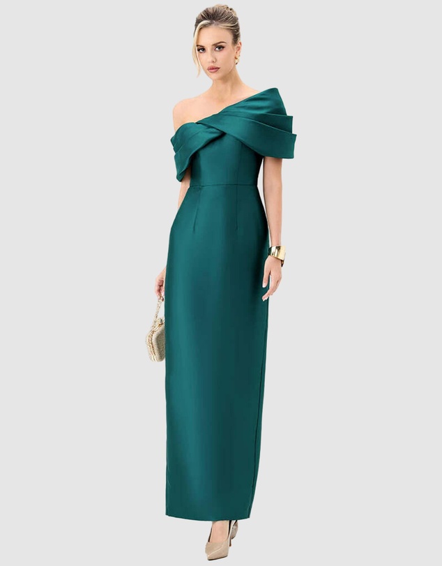 Bariano - Weiss Asymmetric Off Shoulder Gown
