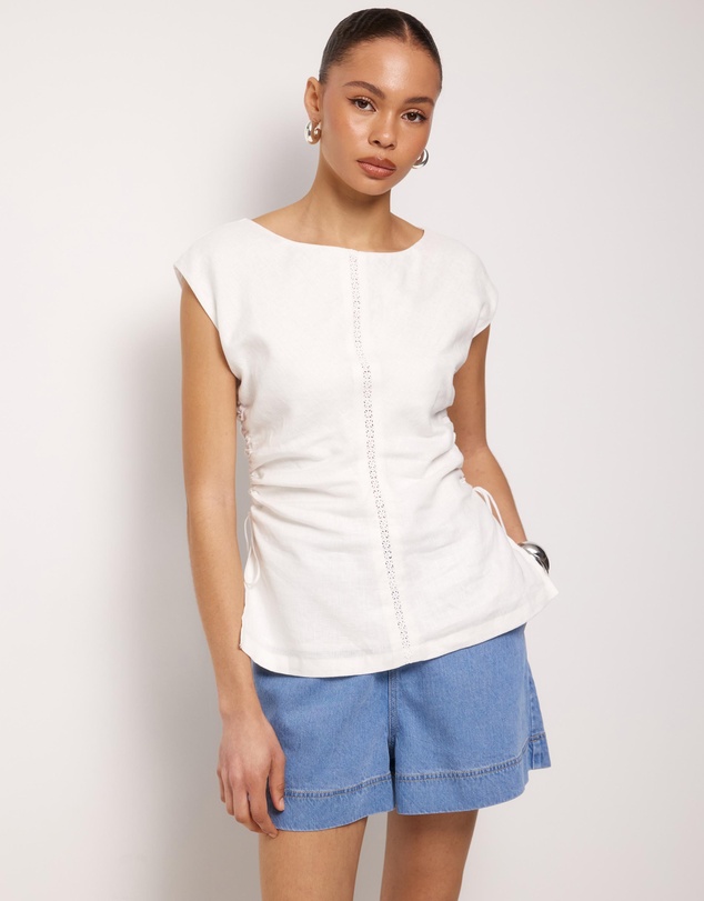AERE - Aria Linen Trim Detail Top
