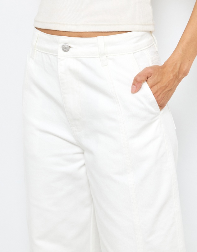 AERE - Mid Rise Seam Detail Barrel Leg Jeans