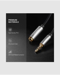 Ugreen - UGREEN 3.5mm Male to Female Audio Extension Cable – 3m Black Aluminum Alloy Tangle-Free