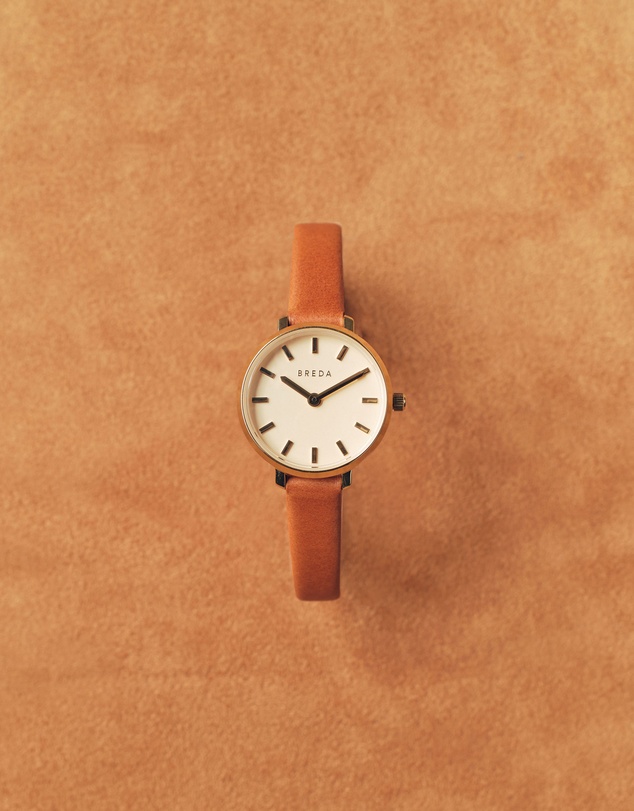 Breda - Beverly Gold and Brown Leather Band Watch, 25MM
