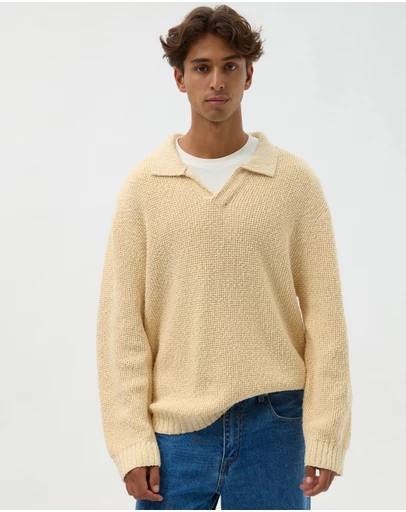 AERE - Oversized Open Collar Knit Polo
