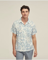 Oxford - Vinny Linen Blend Printed Short Sleeve Shirt