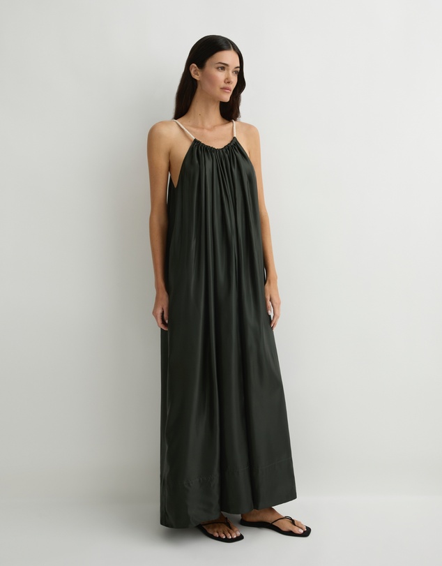 BONDI BORN - Como Tie-Neck Maxi Dress - Forest
