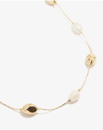Lovisa - Gold Plated Freshwater Pearl Molten Station Adjustable Necklace