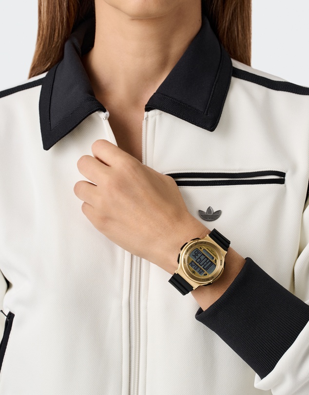 adidas Originals - Expression Three Digital IP Gold-Tone Black Silicone Watch