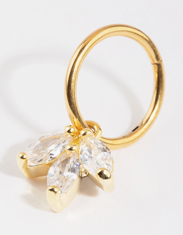 Lovisa - Gold Plated Titanium Marquise Cubic Zirconia Belly Ring