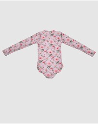 Olga Valentine - Long Sleeve Zip One Piece Swimsuit - Hand beaded