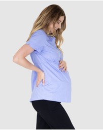 Angel Maternity - Maternity & Nursing Blouse Work Top - Blue