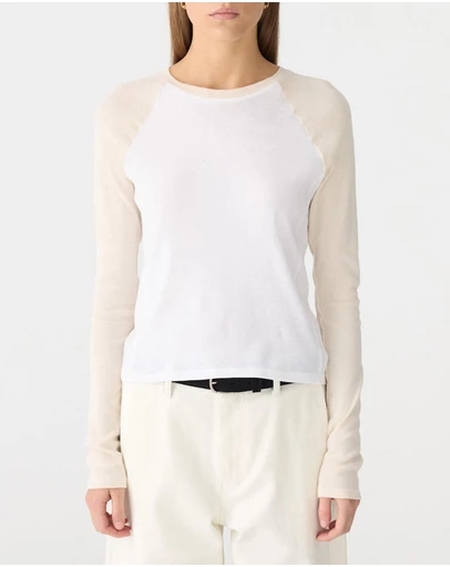 Bassike - Paneled Rib LS Baby T-Shirt