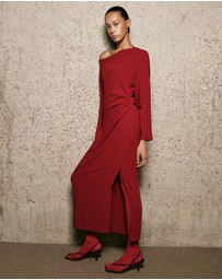 M.N.G - Boat-Neck Ruched Dress