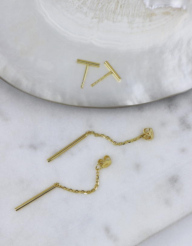 CA Jewellery - Linear Drop Earrings Gold