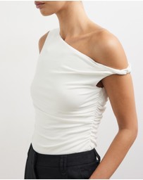 Minima Esenciales - Delphi Twist Off Shoulder Cupro Top