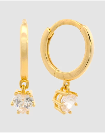 Georgini - GEORGINI MIDNIGHT VELVET BABY HEART HOOP EARRINGS GOLD