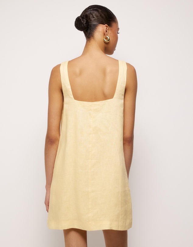 AERE - Indra Boat Neck Linen Mini Dress