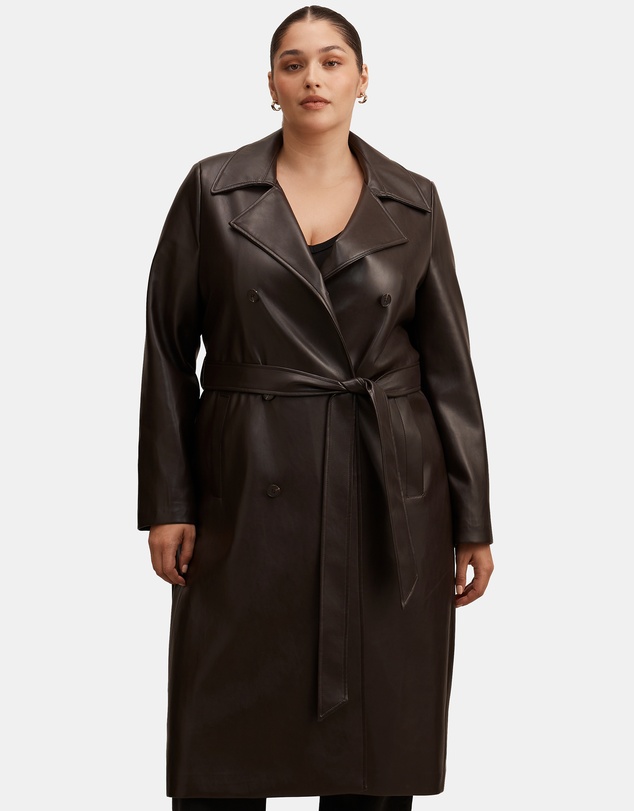 Forever New Curve - Sabina Curve Faux Leather Trench Coat