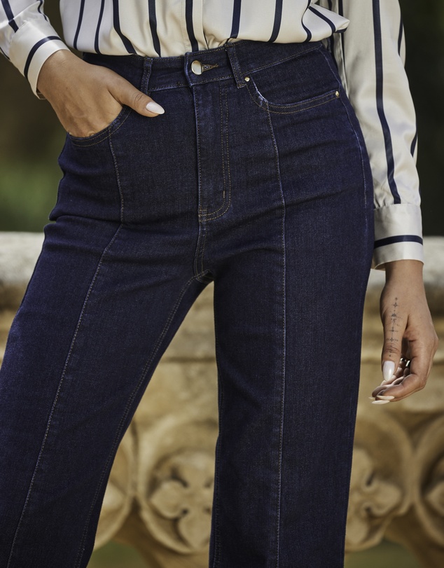 Sosandar - Wide Leg Pintuck Jeans