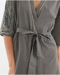 Gingerlilly - Indigo Navy Diamond Cotton Robe