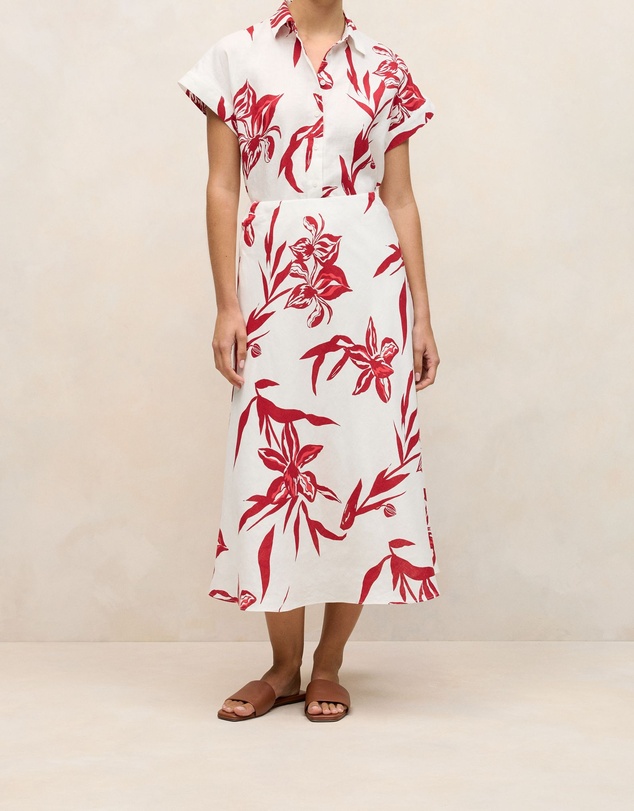 Trenery - Wild Iris Linen Bias Skirt in White