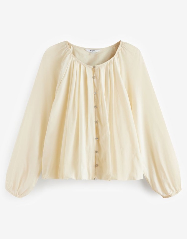 NEXT - Pleat Front Button Through Long Sleeve Blouse